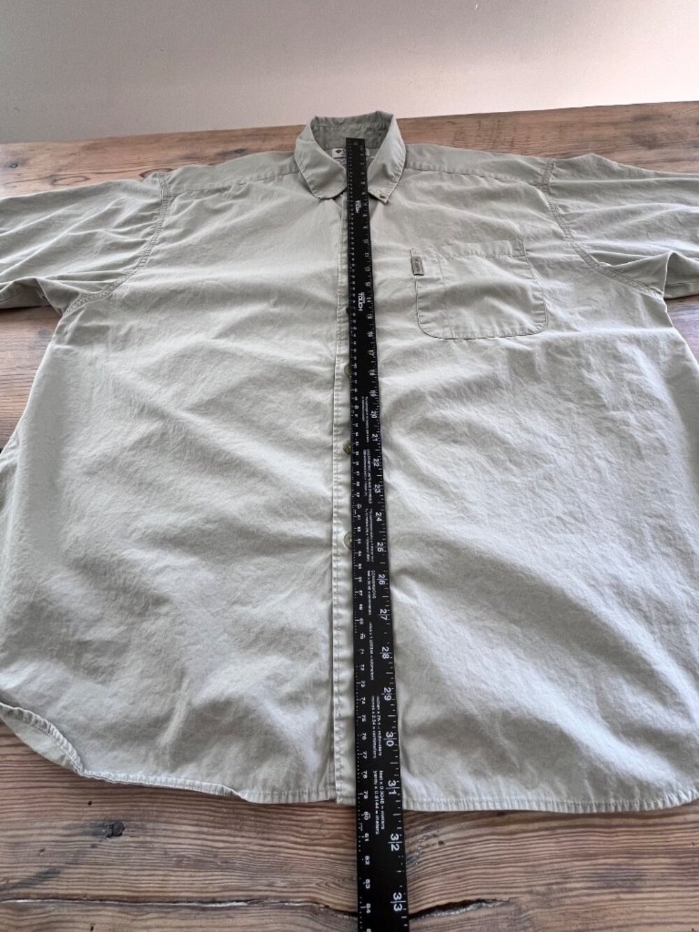 Columbia Button Down Shirt Mens XXL Green Pocket 100% Cotton Short Sleeve - Picture 5 of 5
